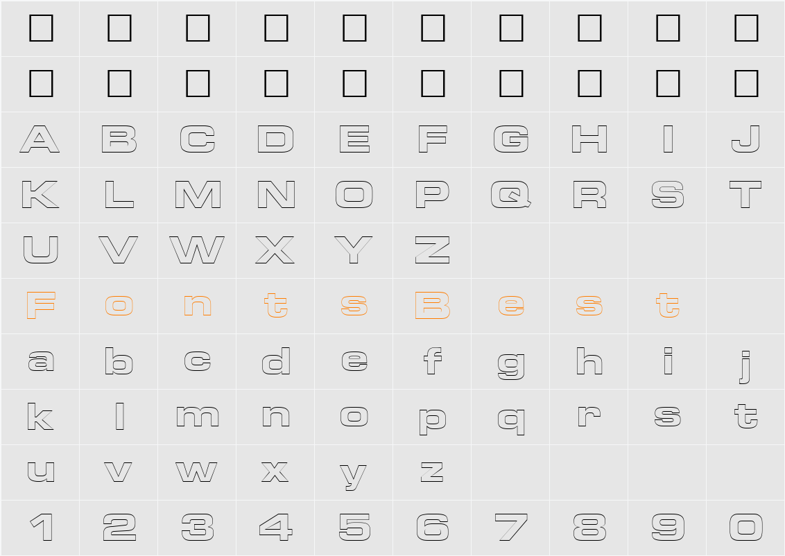 Euro Technic Extended Outline Character Map