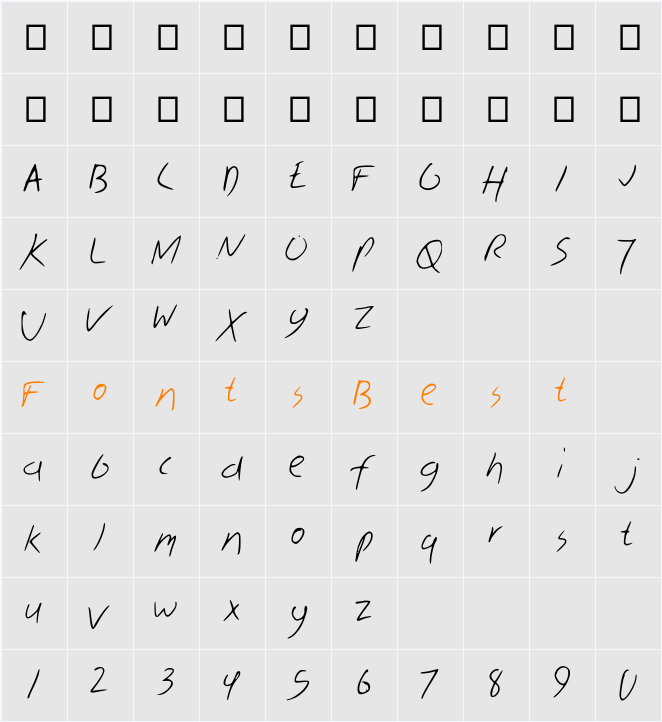 Skribal Character Map