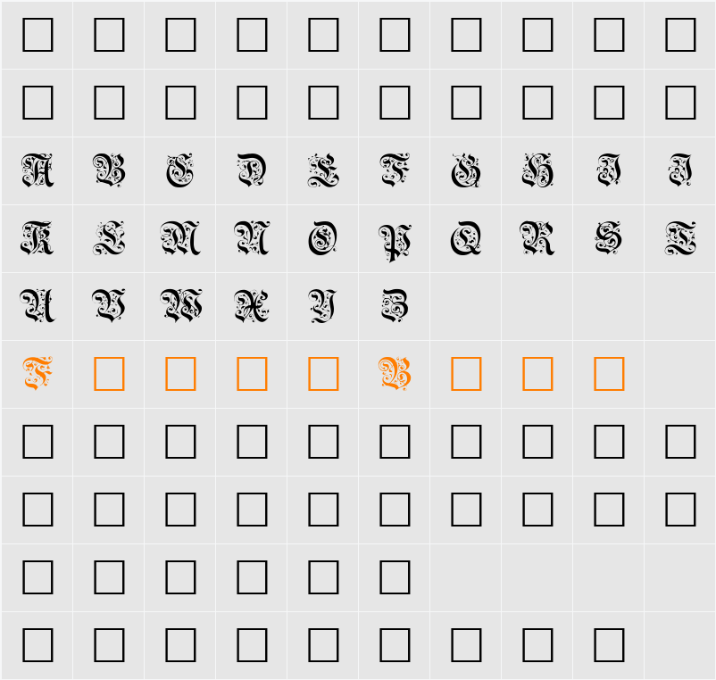 GriffDinShi Character Map