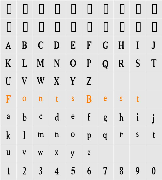 Niew CroMagnon Narrow Character Map