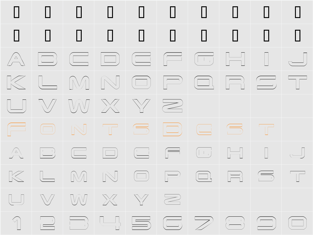 EndzoneOutline Character Map