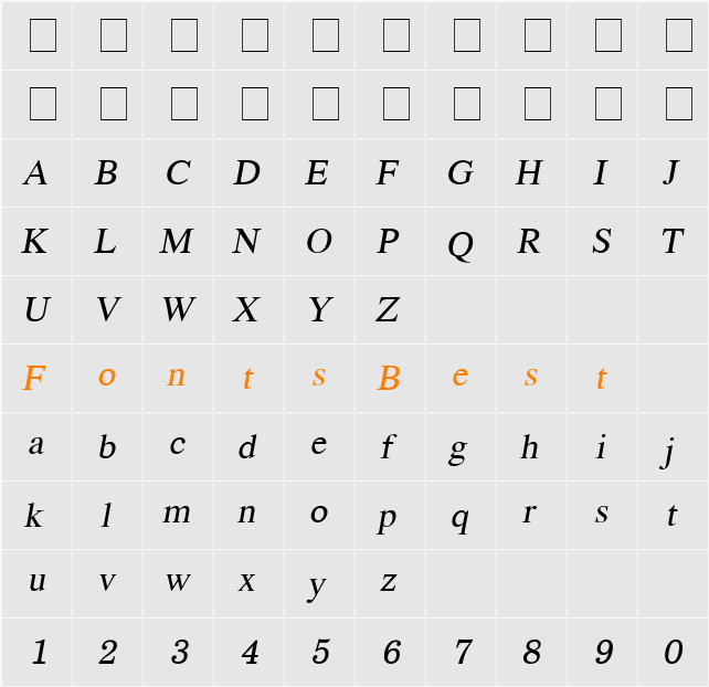 EucrosiaUPC Character Map