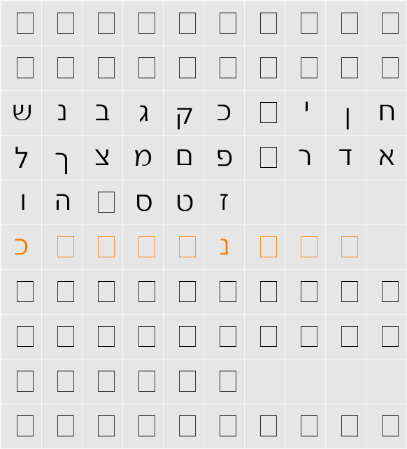 Gad Light Character Map