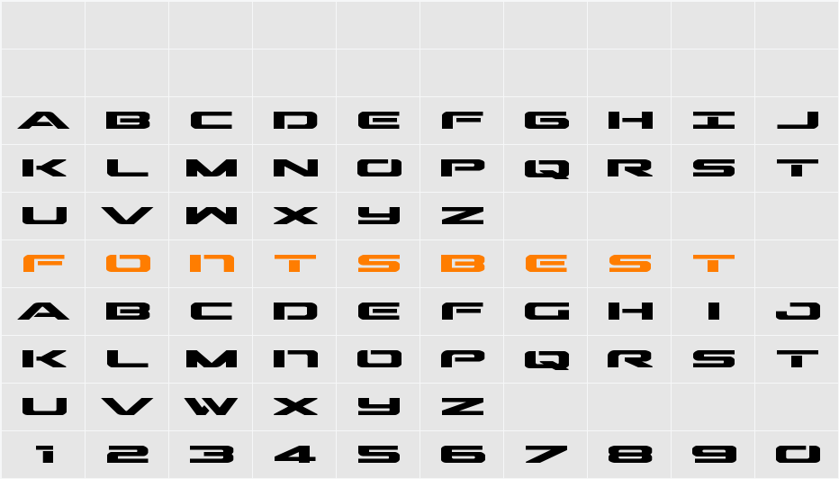 Outrider Expanded Bold Character Map