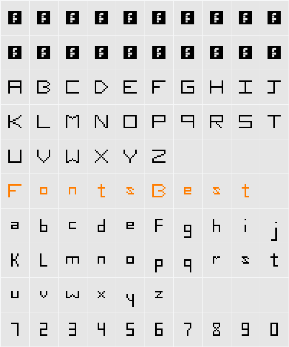 Slim Thirteen Pixel Fonts Character Map