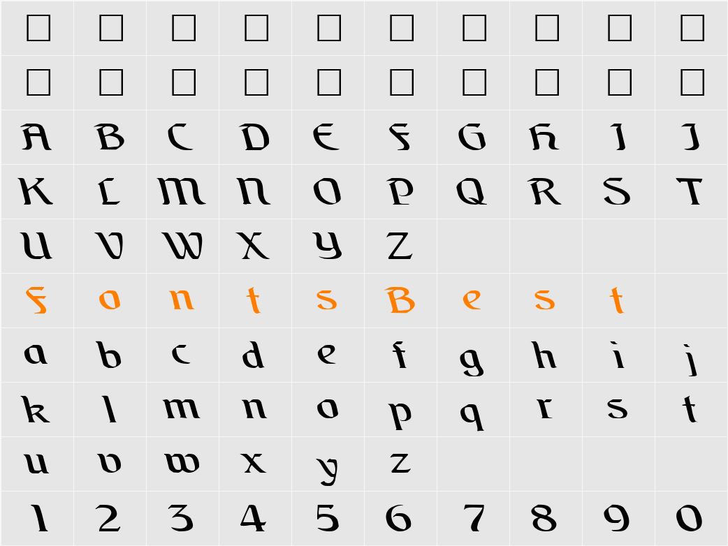 BrainChildFont ttcon Character Map