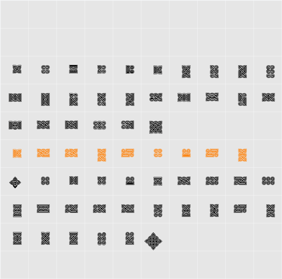 VTCelticKnots VolumeTwo Character Map