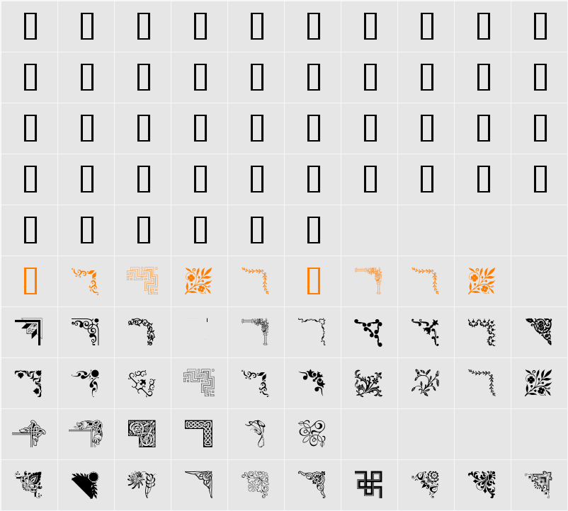 Ornamental Corners Character Map