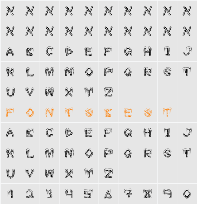ice sticks Character Map