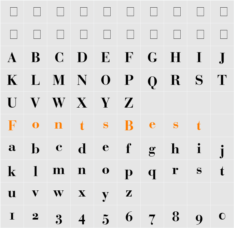 Bodoni Recut OldStyle SSi Character Map