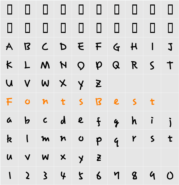 Ribbontic Character Map