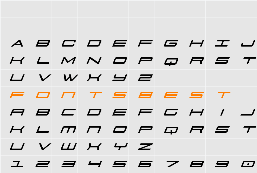 911 Porscha Title Italic Character Map