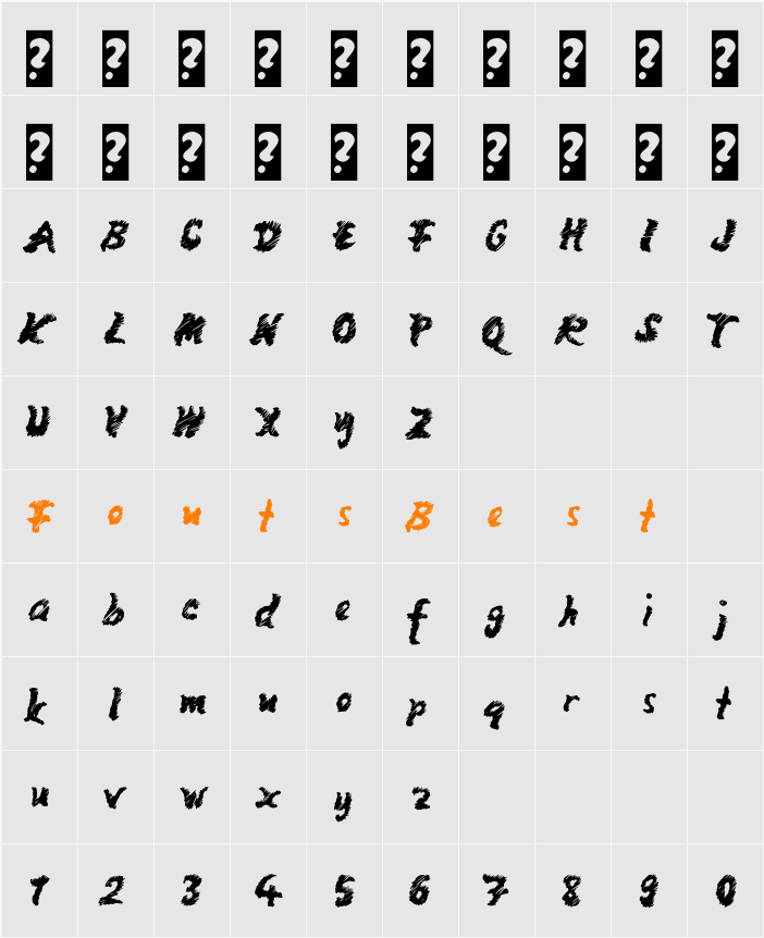 Mango Scribble Character Map