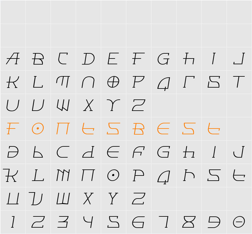 Fontcop II Character Map