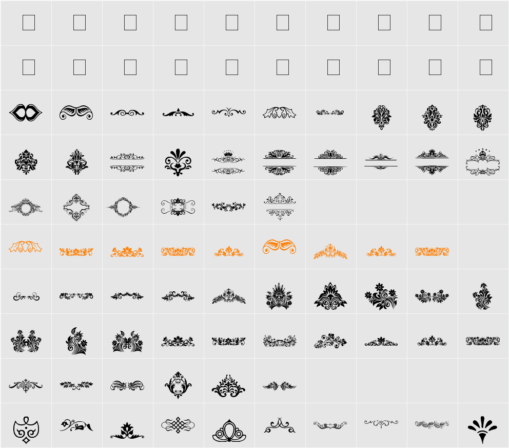 Vintage Decorative signs Character Map