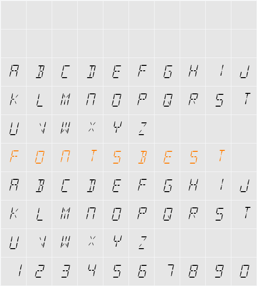 SF Digital Readout Character Map