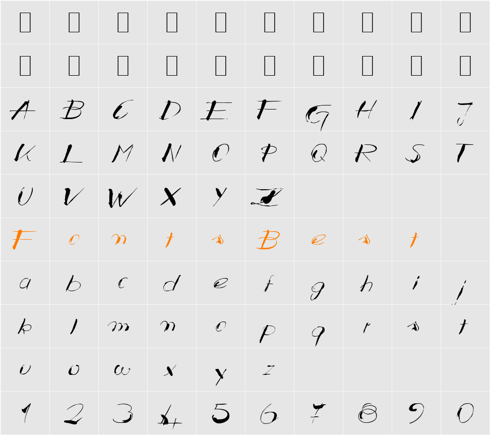BrushedDiag Becker Character Map
