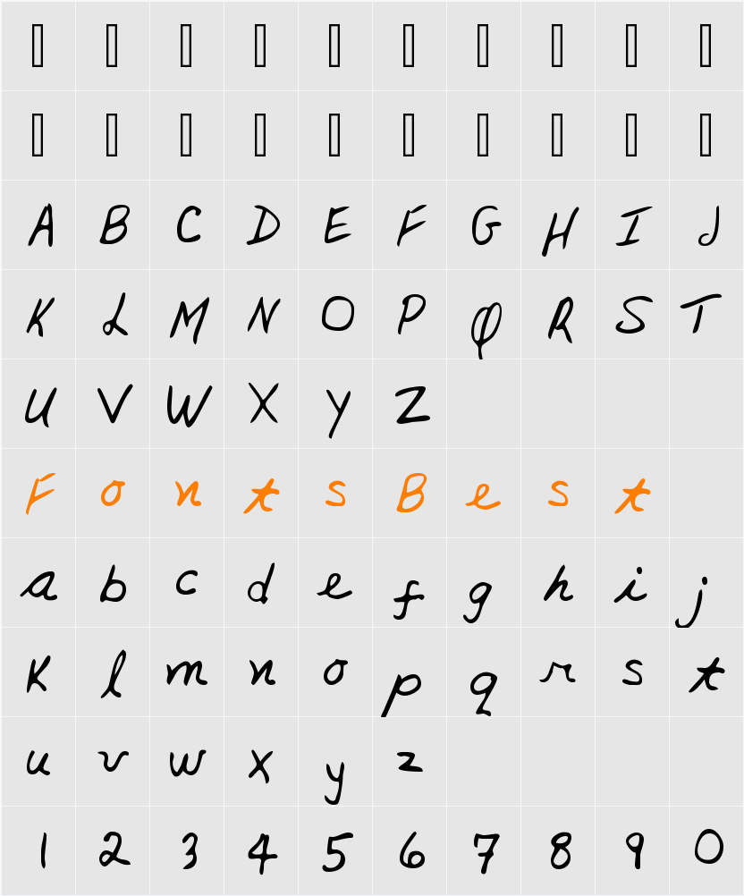 Joddie Hand Character Map