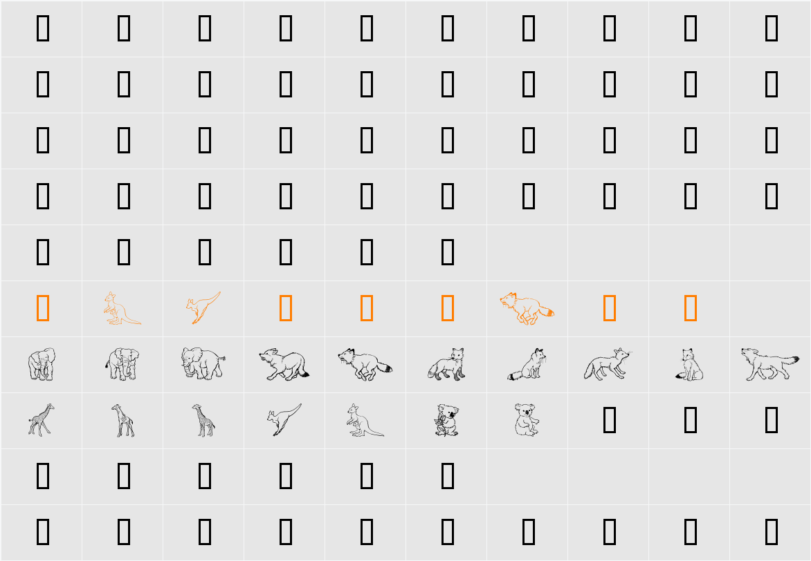 GE Wild Kingdom E to K Character Map