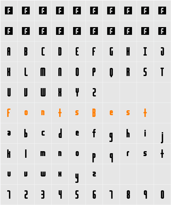 Highway Block Sans Character Map