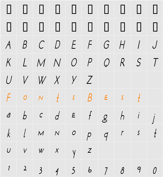 WurkerCondensed Character Map