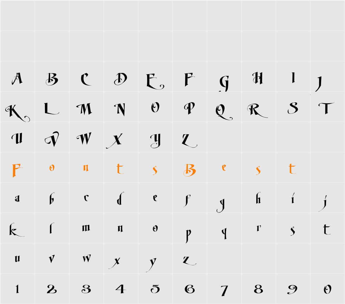 LHFMirageBOLD Character Map