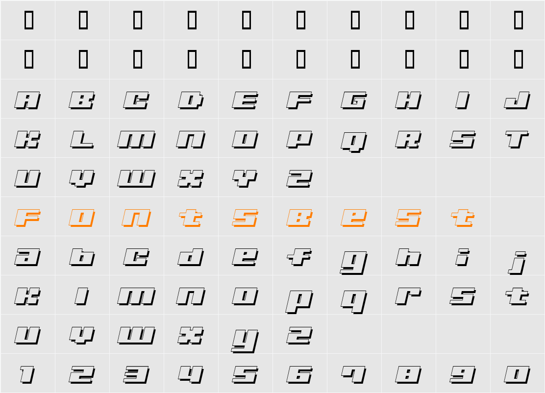 MD UltraSeven ItalicW Character Map