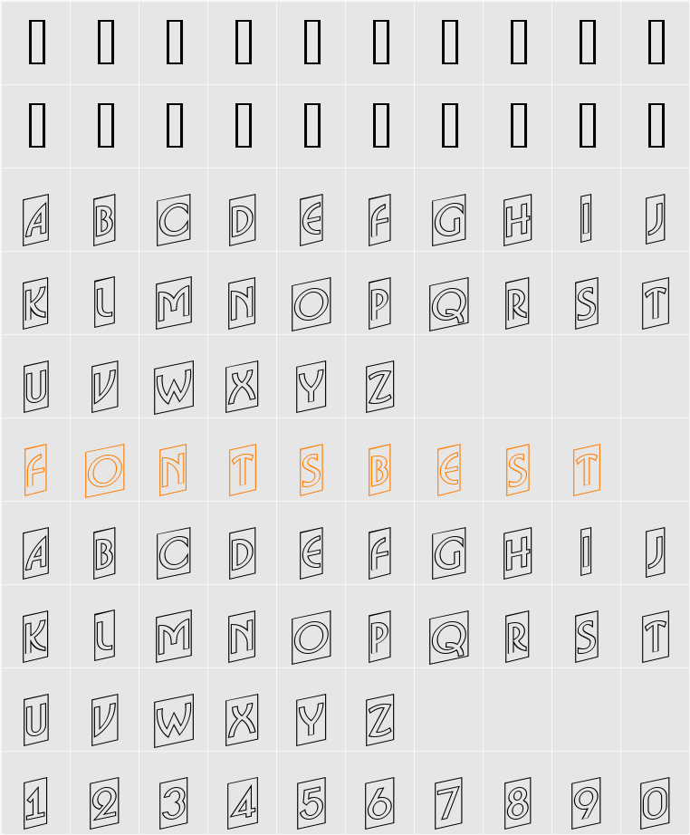 a_BosaNovaCmUpOtl Character Map