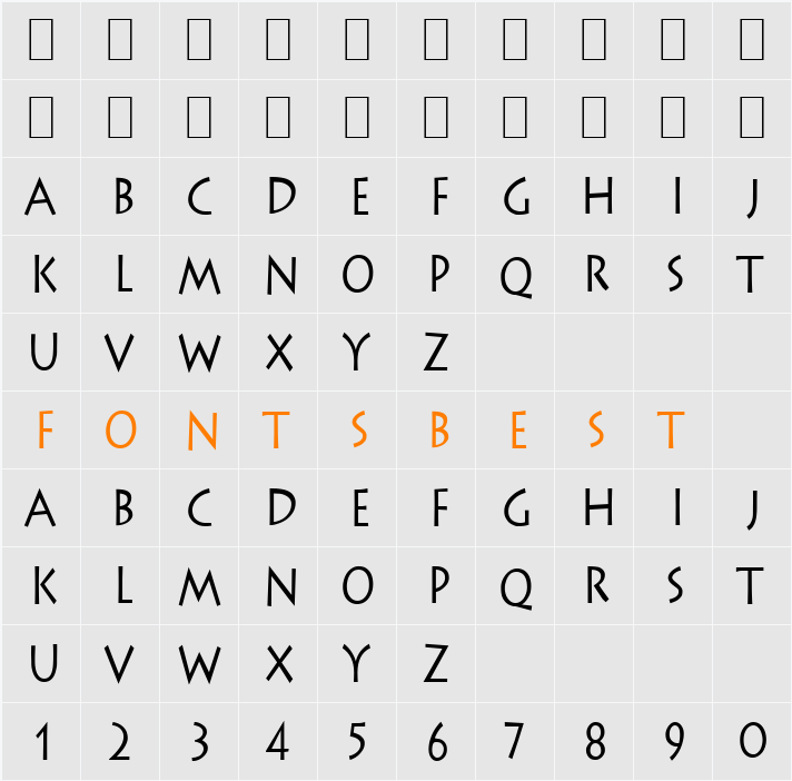 Liste-Condensed Character Map