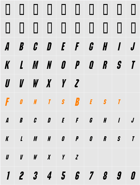 Block Condensed Character Map