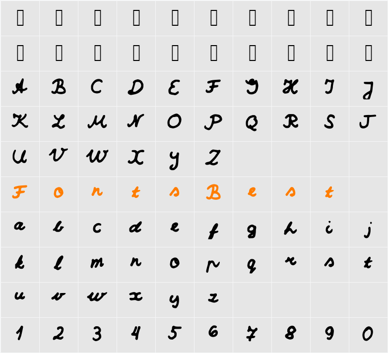 Sumirca_s_Handwriting Character Map