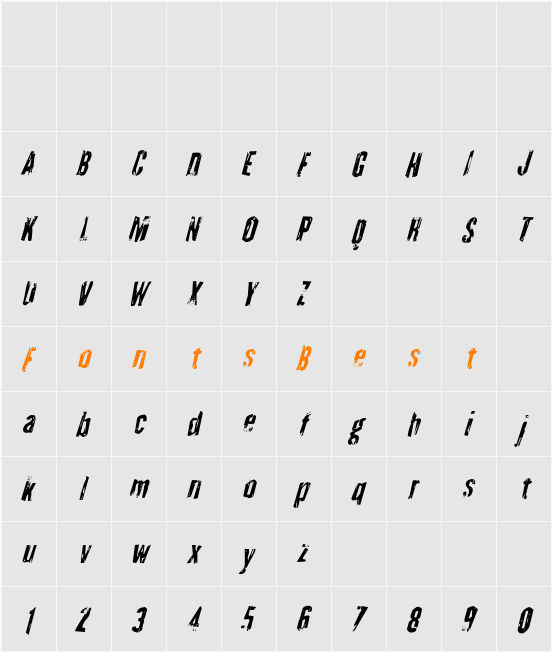 Quarrystone Condensed Italic Character Map