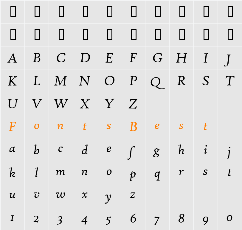 High Tower Text Character Map