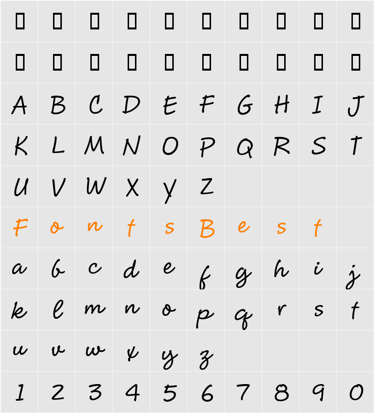 CluffHmkBold Character Map