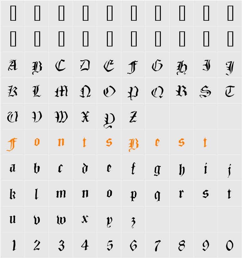 DizzyBrokenWritten Character Map