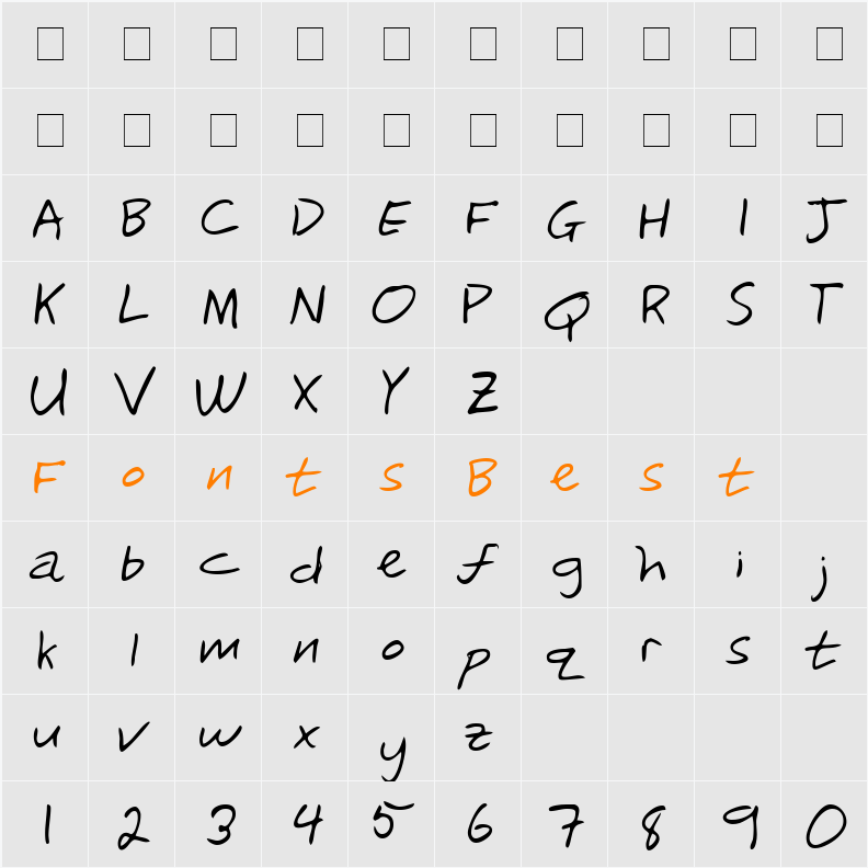 RickysHand Character Map