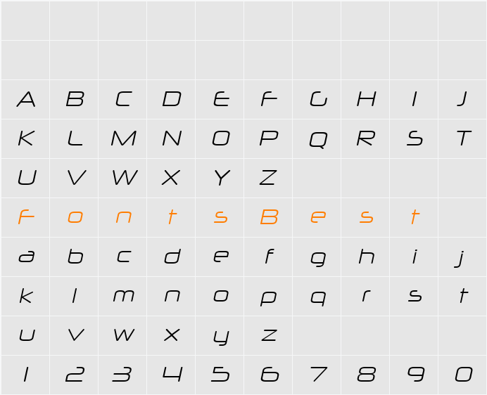 Neuropol X Lite Character Map
