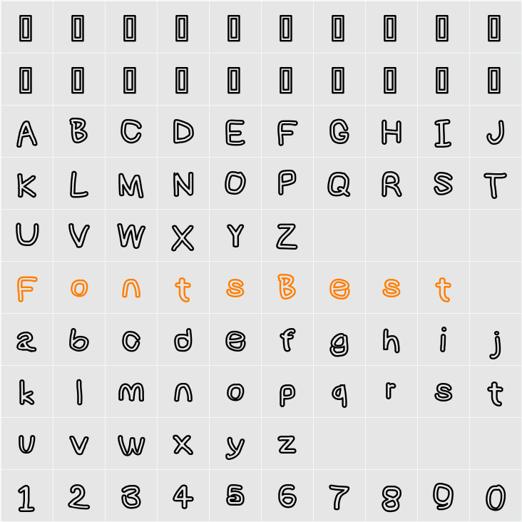 NumbBunny Character Map