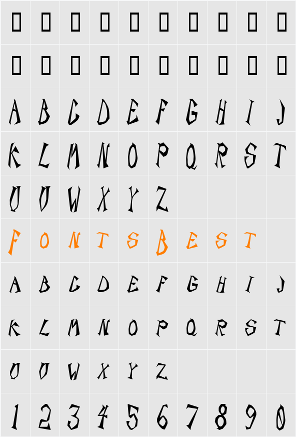 ScorpionCondensed Character Map