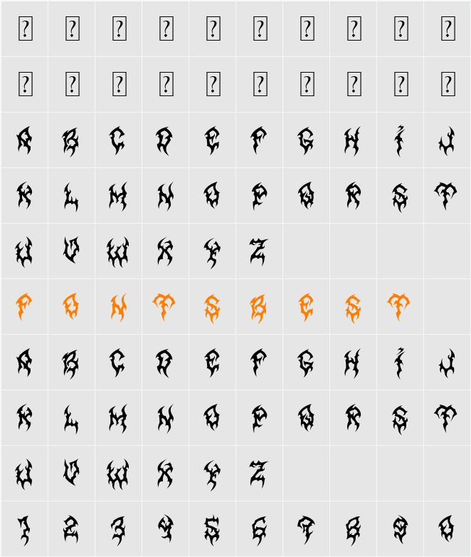 MB Forever Raw Character Map