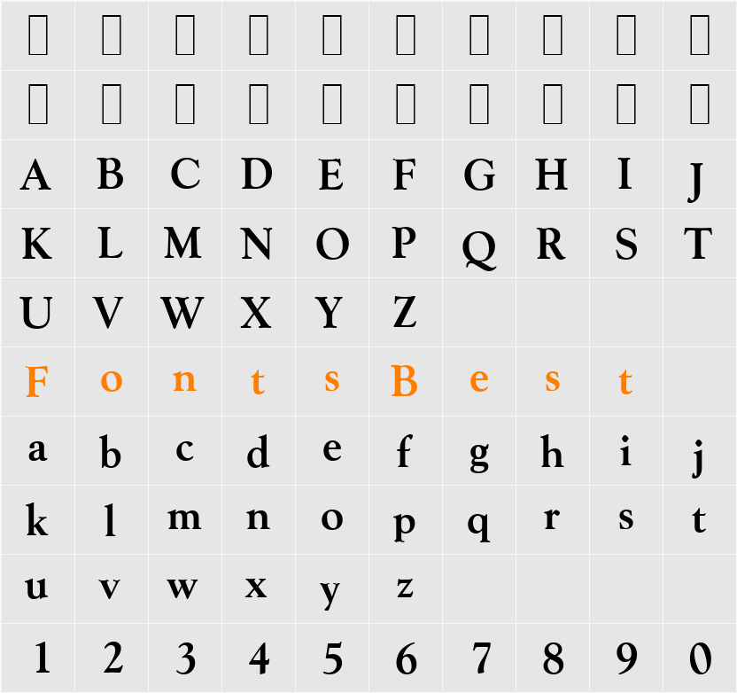 GoudySerial Character Map