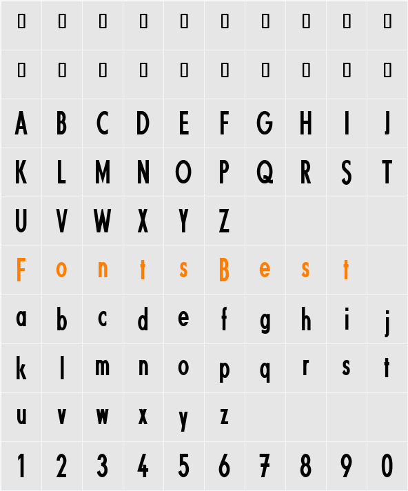 Fundamental  Brigade Condensed Character Map