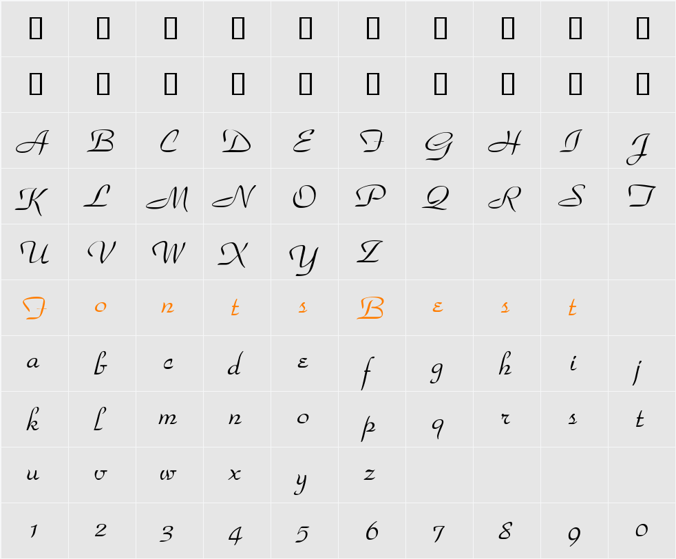 WaldorfScript Character Map