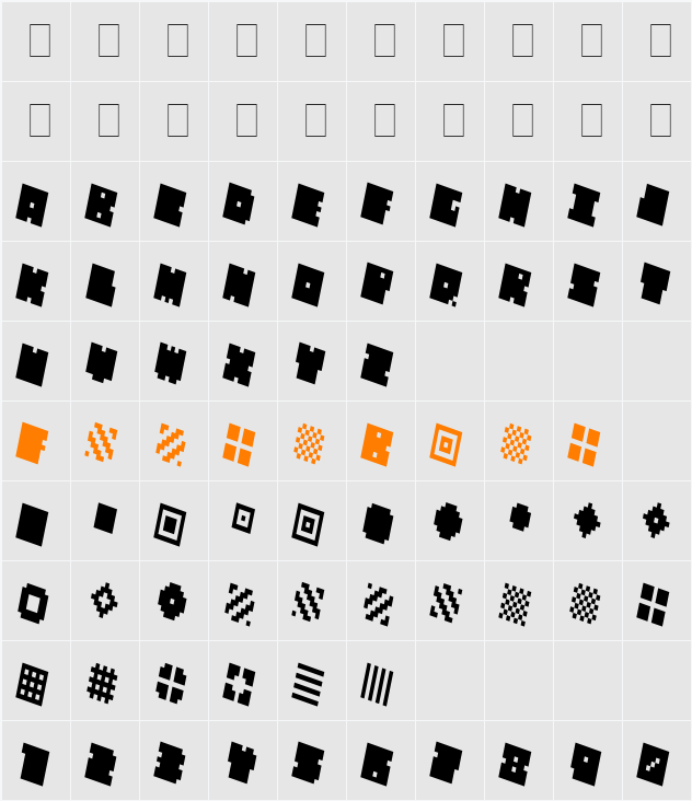 QUBE THIN Character Map