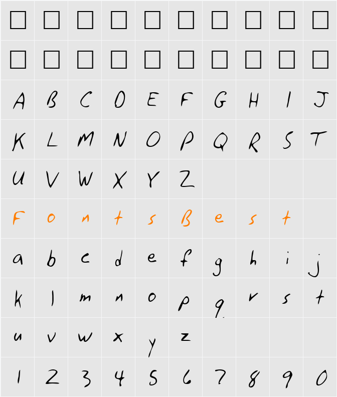 GinosHand Character Map