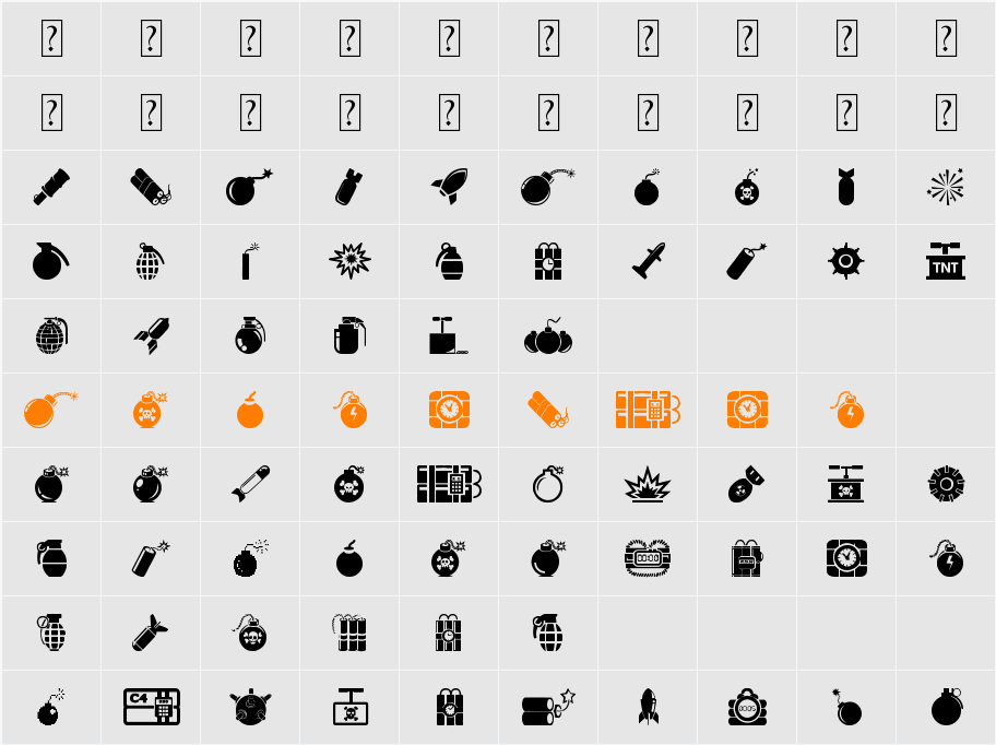 Bomb! Character Map