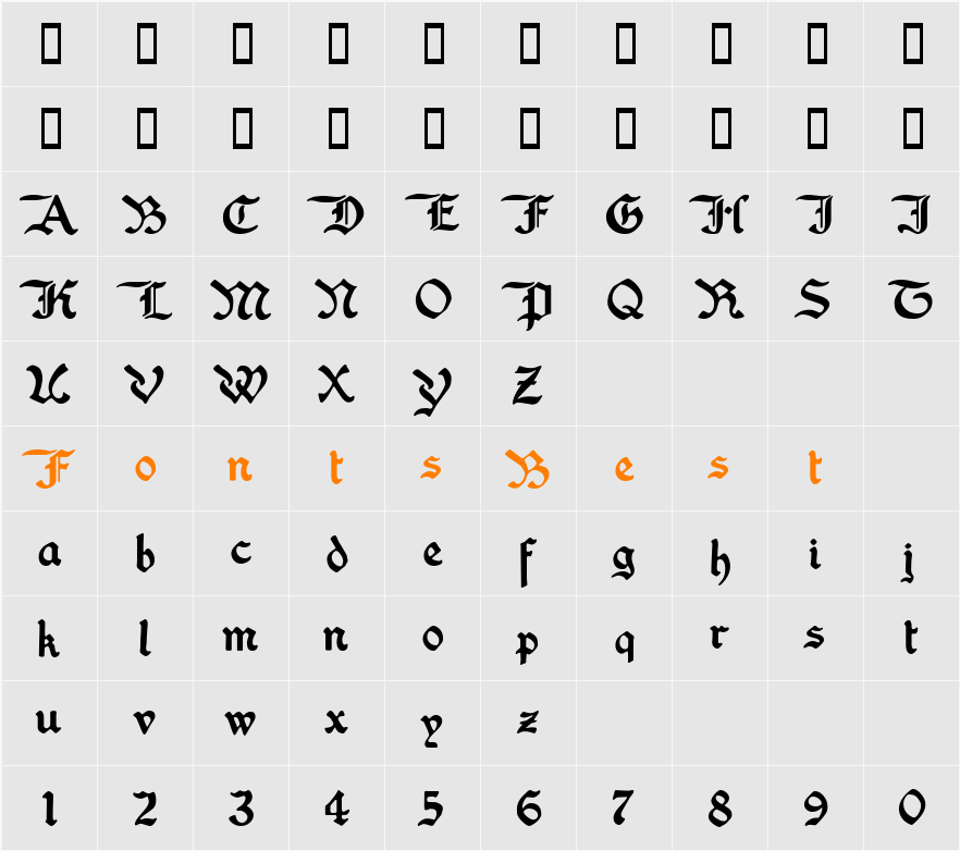 Washington Text Alternates Character Map