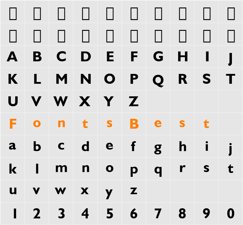 Humanst521 BT Character Map