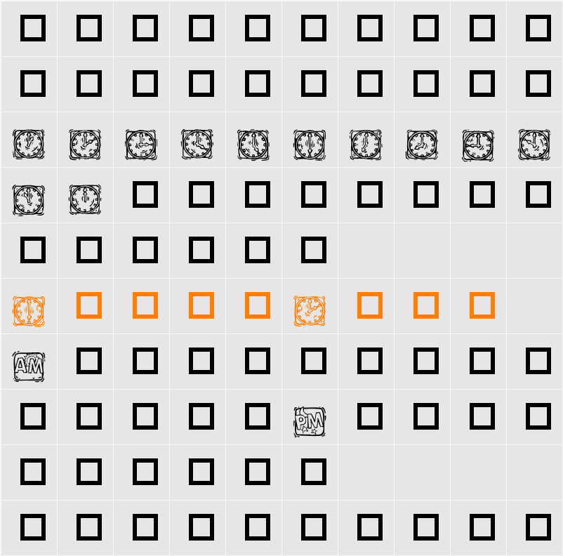 KR Lotsa Time Dings Character Map