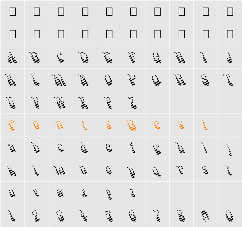 FZ JAZZY 17 STRIPED Character Map
